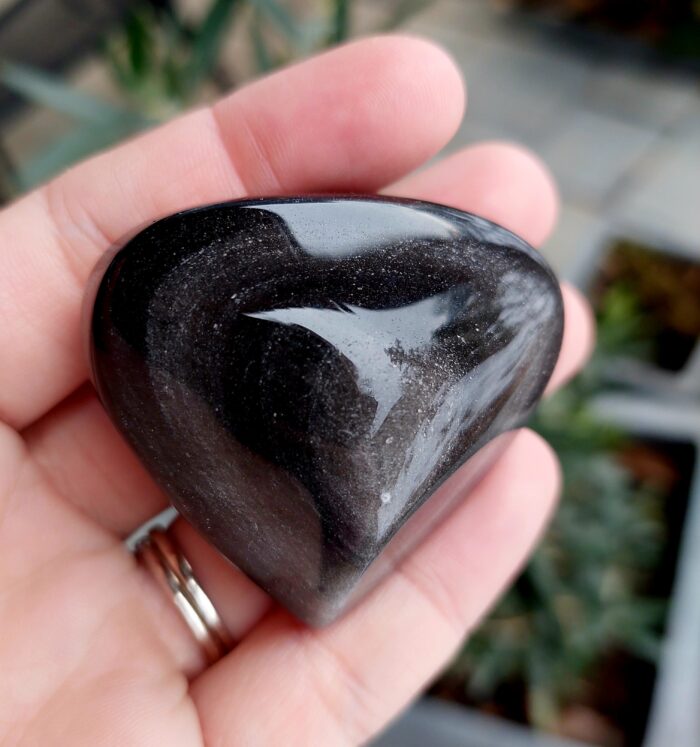 Obsidán strieborný srdce – Obrázok 2