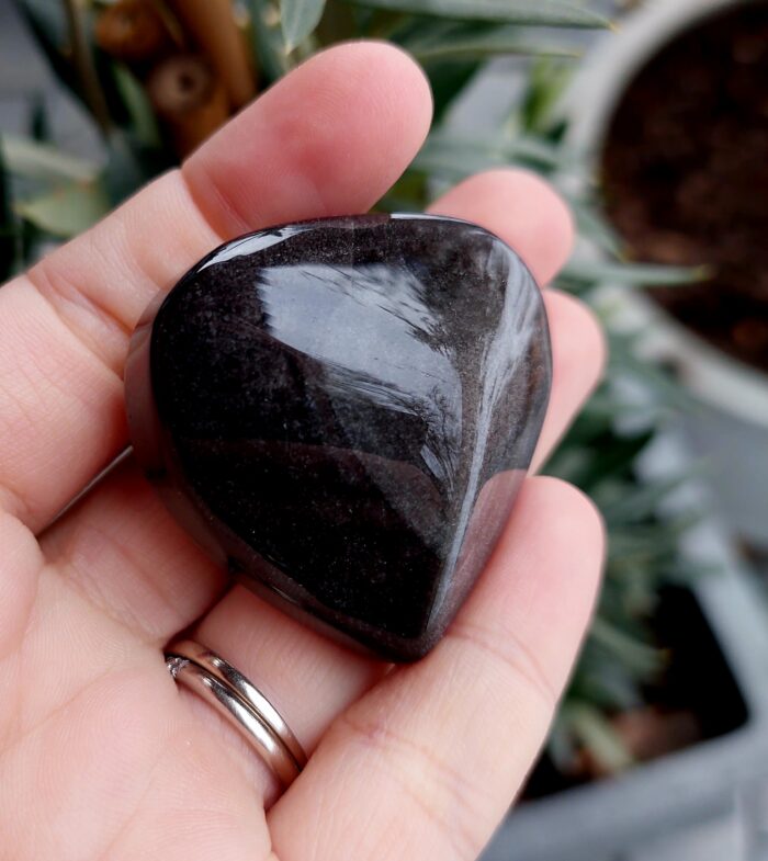 Obsidán strieborný srdce – Obrázok 2
