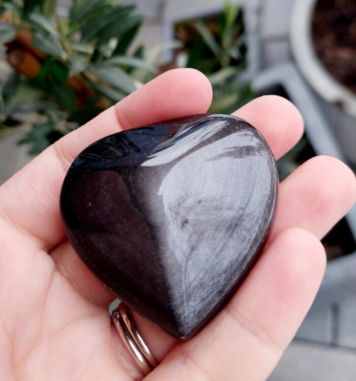 Obsidán strieborný srdce – Obrázok 2