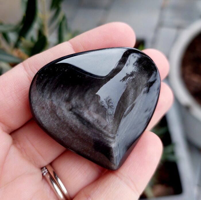 Obsidán strieborný srdce – Obrázok 2