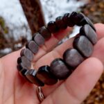 Obsidián strieborný náramok platničkový – Obrázok 2