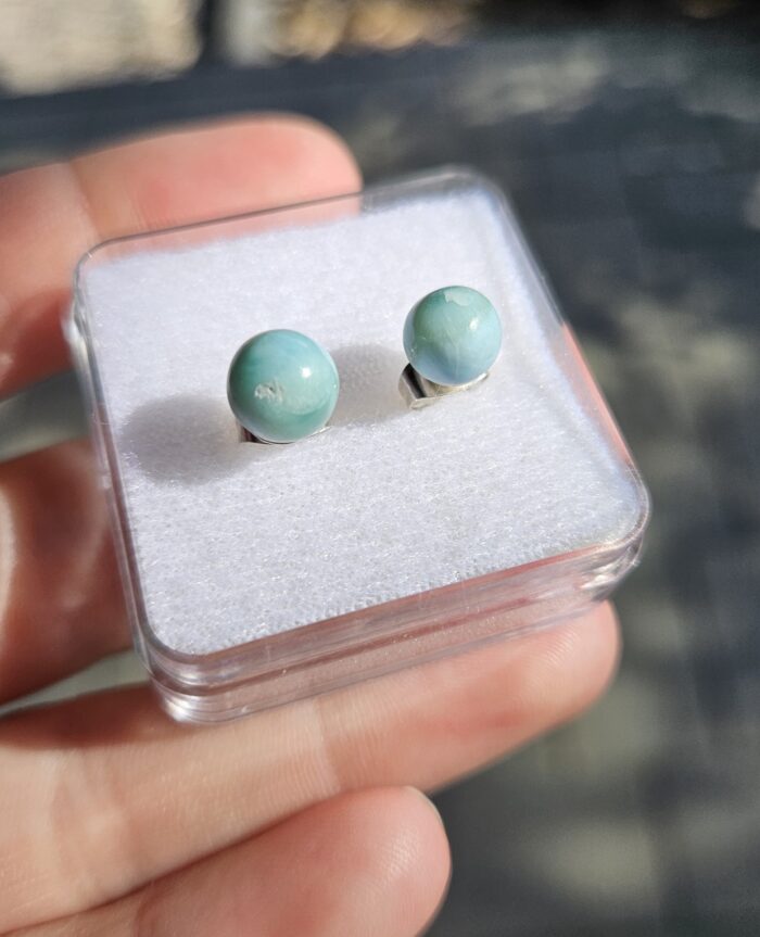 Larimar náušnice napichovacie Ag925 č.15 – Obrázok 2