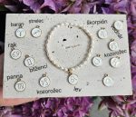 Perly riečne biele náramok 6mm, ZNAMENIE ZVEROKRUHU zlatý – Obrázok 2