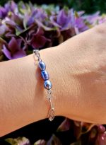 Perly riečne čierne náramok - 3perly , strieborná chir.oceľ – Obrázok 3