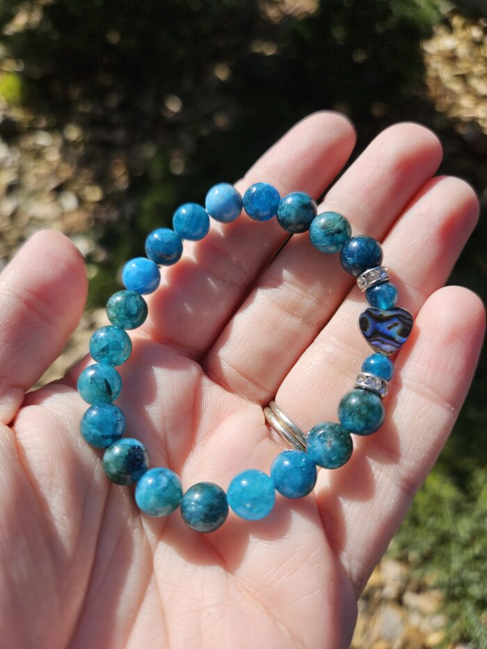 Apatit + Paua mušla náramok 8mm – Obrázok 2