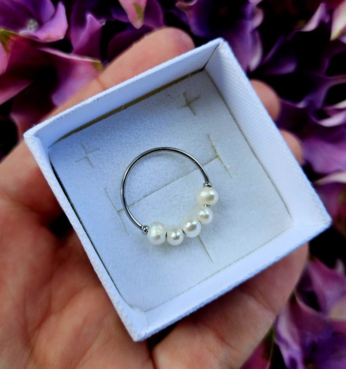 Perly riečne prsteň chir.ocel STRIEBORNÝ Veľkosť 5 (48-49) – Obrázok 2