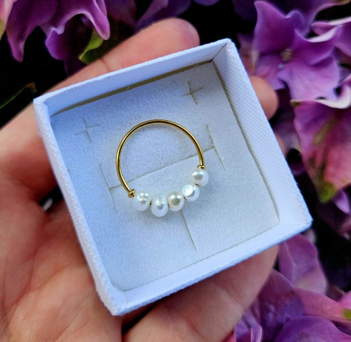 Perly riečne prsteň chir.ocel zlatý Veľkosť 5 (49) – Obrázok 2