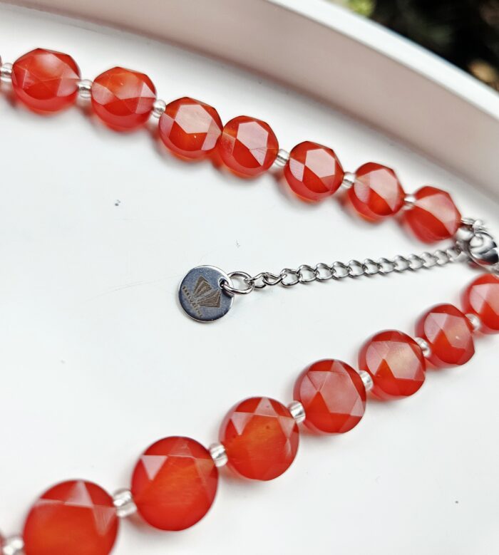 Karneol náhrdelník fazetovaný krúžok 10mm – Obrázok 2