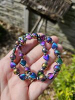 Hematit dúhový náramok 8mm + srdiečko