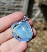 Akvamarín prívesok na platničke z chir.ocele č.2 – Obrázok 3