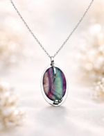 Fluorit prívesok na platničke z chir.ocele