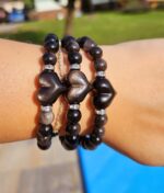 Obsidián strieborný náramok SRDCE 8mm – Obrázok 2