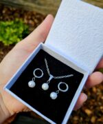 Perly riečne SET (prívesok na retiazke+náušnice) chir.oceľ