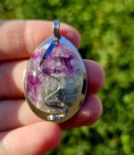 Fluorit prívesok na platničke z chir.ocele