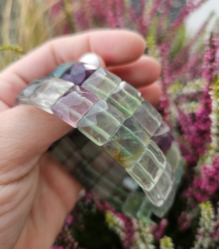 Fluorit fazetovaný platničkový náramok – Obrázok 3