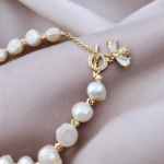 Perly riečne biele so Zirkónovým zapínaním náramok – Obrázok 2