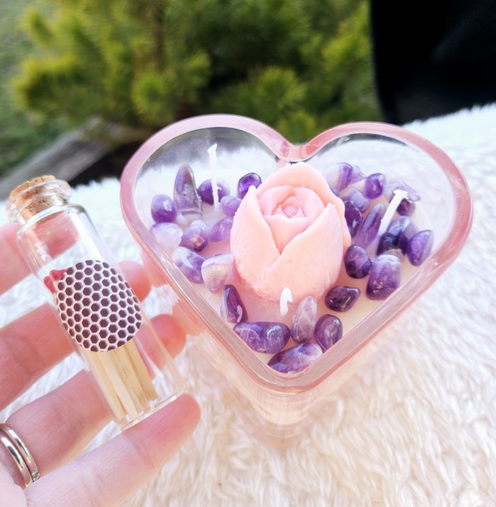 Sviečka VALENTÍNSKA Sójová SRDCE ružové – Obrázok 3