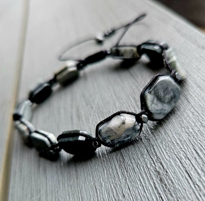 Achát machový náramok obdĺžniky – Obrázok 2