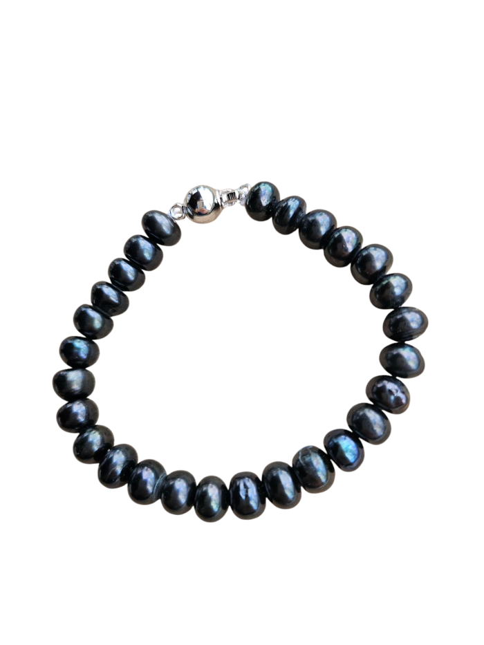 Perly riečne čierne SET náramok+náhrdelník – Obrázok 4