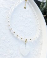 Krištáľ praskaný náhrdelník 8mm SRDIEČKO – Obrázok 2