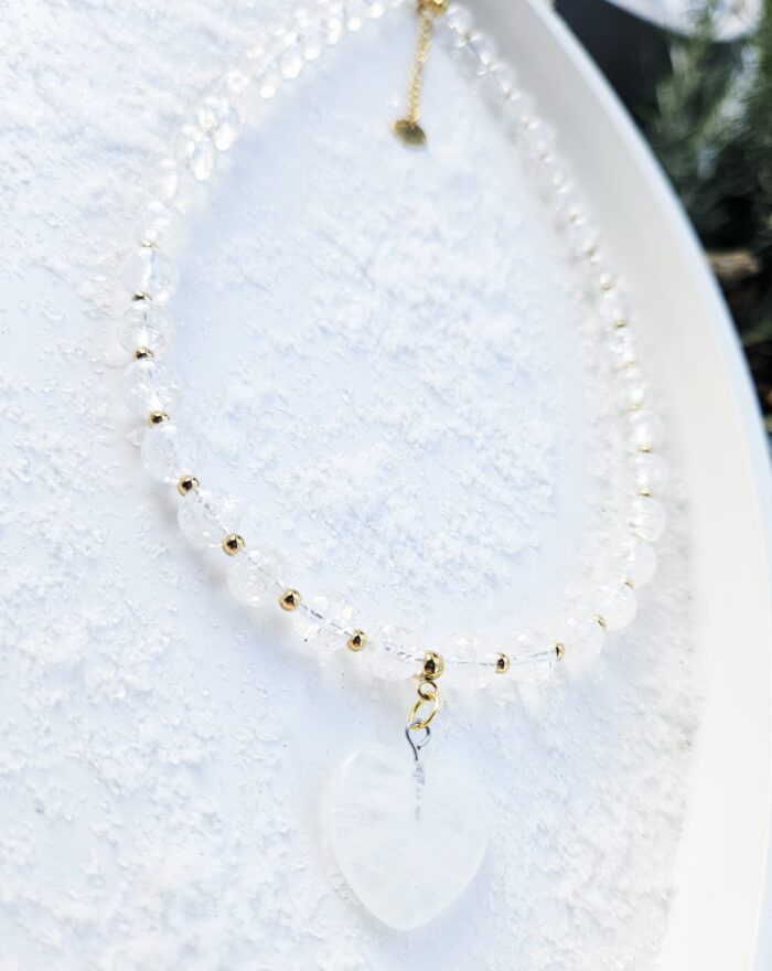 Krištáľ praskaný náhrdelník 8mm SRDIEČKO – Obrázok 2