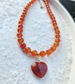 Karneol náhrdelník 8mm SRDIEČKO – Obrázok 2