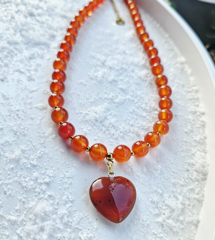 Karneol náhrdelník 8mm SRDIEČKO – Obrázok 2