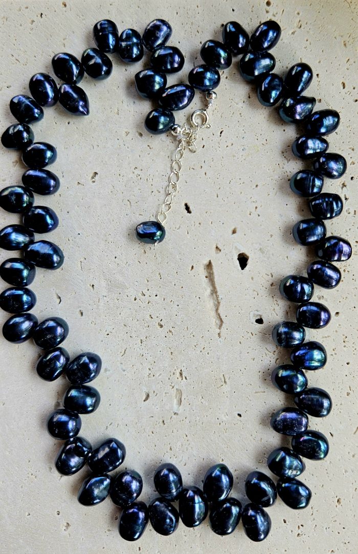 Perly riečne čierne SET náhrdelník+náramok Ag925 – Obrázok 3