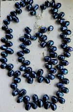 Perly riečne čierne SET náhrdelník+náramok Ag925