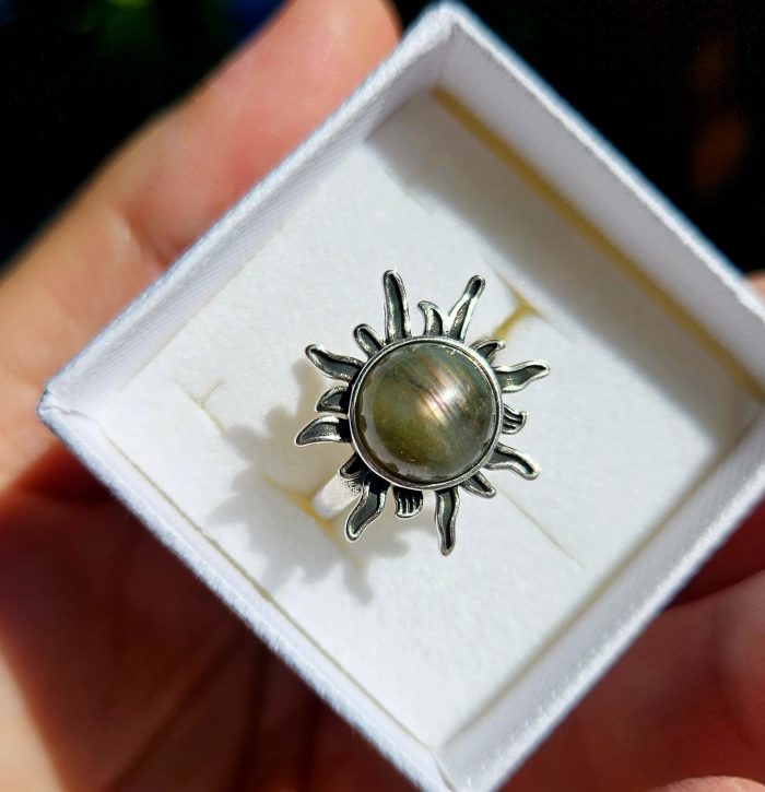 Labradorit  Slniečko prsteň S925, veľ.55 – Obrázok 2