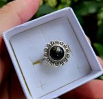 Obsidián zlatý prsteň  S925 veľ.51,5