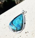 Chryzokol prívesok na platničke z chir.ocele – Obrázok 2