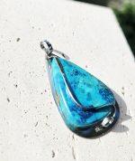 Chryzokol prívesok na platničke z chir.ocele – Obrázok 3