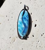 Larimar prívesok na platničke z chir.ocele