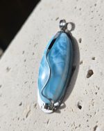 Larimar prívesok na platničke z chir.ocele – Obrázok 2