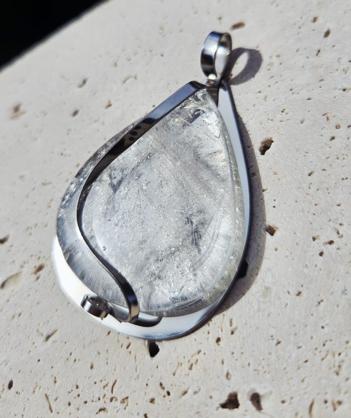 Krištáľ AAA prívesok na platničke z chir.ocele – Obrázok 3