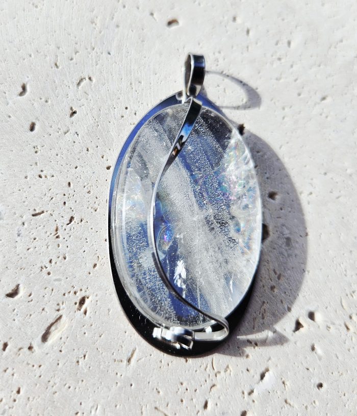 Krištáľ AAA prívesok na platničke z chir.ocele – Obrázok 2