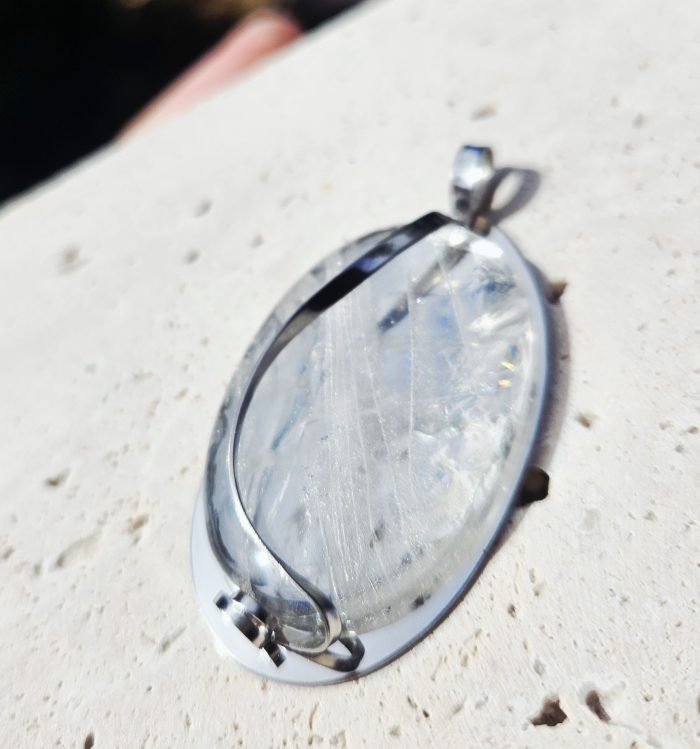 Krištáľ AAA prívesok na platničke z chir.ocele – Obrázok 3