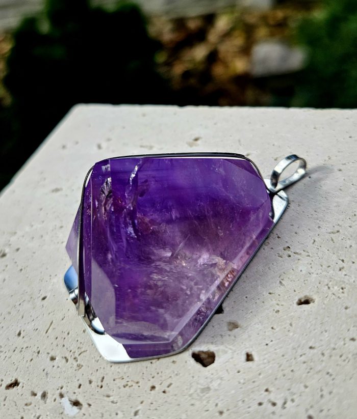 Ametyst EXTRA prívesok na platničke z chir.ocele – Obrázok 3