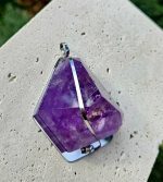 Ametyst EXTRA prívesok na platničke z chir.ocele – Obrázok 5