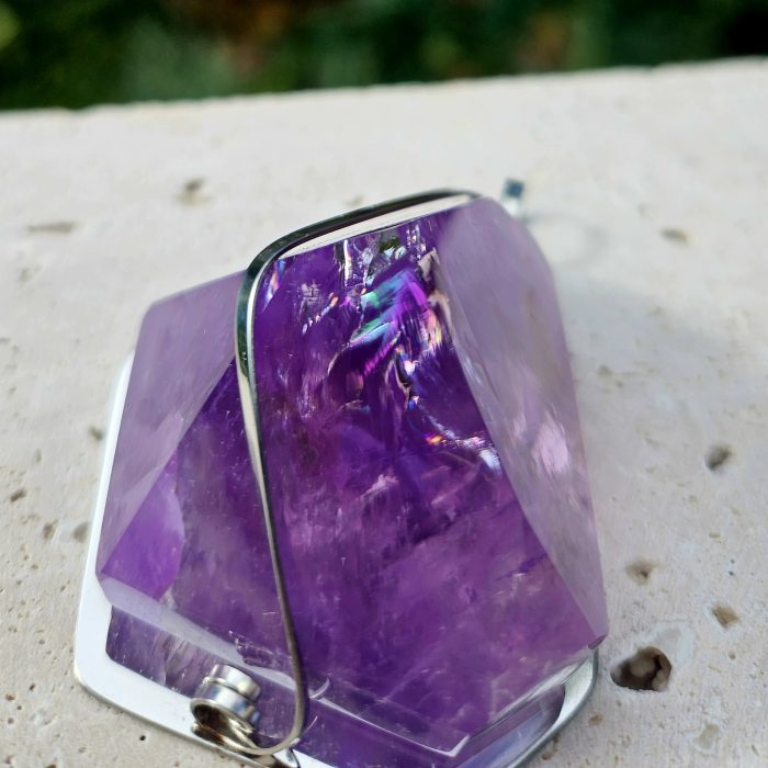 Ametyst EXTRA prívesok na platničke z chir.ocele – Obrázok 4