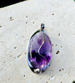 Ametyst prívesok na platničke z chir.ocele č.2