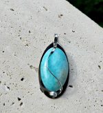 Amazonit prívesok na platničke z chir.ocele