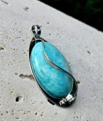 Amazonit prívesok na platničke z chir.ocele – Obrázok 2