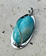 Amazonit prívesok na platničke z chir.ocele – Obrázok 3