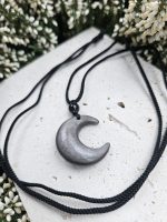 Obsidián strieborný privesok mesiac – Obrázok 2