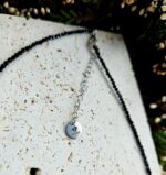 Turmalín čierny náhrdelník 2mm fazetovaný strieborný – Obrázok 2