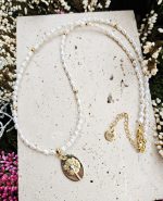 Perly riečne biele náhrdelník zlatý 4-5mm, PÚPAVA so zirkónom