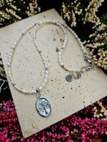Perly riečne biele náhrdelník strieborný 4-5mm, STROM ŽIVOTA s Perleťou – Obrázok 3