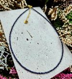 Avanturín modrý náhrdelník 2mm fazetovaný zlatý